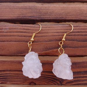 Handmade Rose Quartz 9-Tail Fox Earrings for Unique Style and Positive Energy